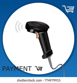 Retail manual handheld laser barcode scanner. Vector Illustration.