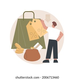 Retail markdown abstract concept vector illustration. Promotional discount program, lowest price guarantee, cash flow for your business, in-store sale event, bad buying decision abstract metaphor.