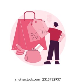 Retail markdown abstract concept vector illustration. Promotional discount program, lowest price guarantee, cash flow for your business, in-store sale event, bad buying decision abstract metaphor.