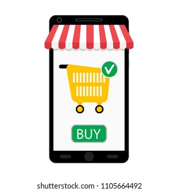 Retail online smartphone. Vector web shop buy, marketing sale illustration