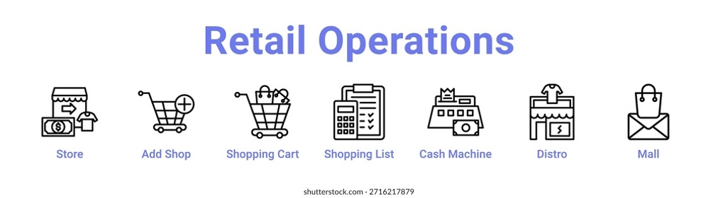 Icono de operaciones comerciales Anuncio y color azul colección