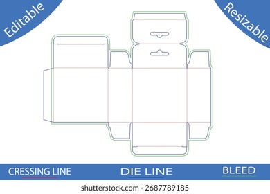 Retail packaging box die cut template with hang tab