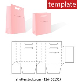 Retail Paper Bag with Blueprint Template. Vector graphics