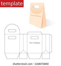 Retail Paper Bag with Blueprint Template. Vector graphics