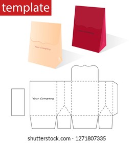 Retail Paper Bag with Blueprint Template. Vector graphics