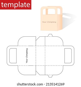 Retail Paper Bag with Blueprint Template.