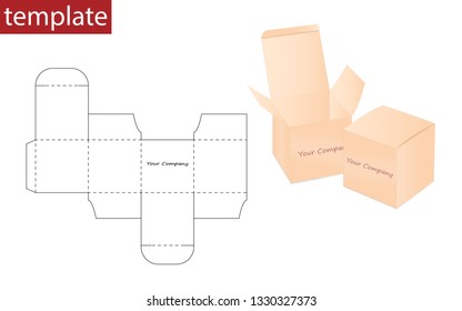 Retail paper box with die cut template.