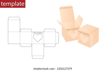 Retail paper box with die cut template.