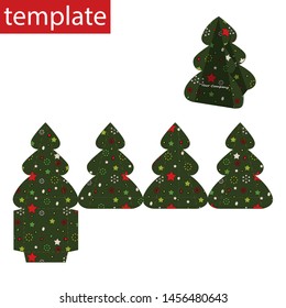 Retail paper box with die cut template. Christmas tree