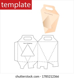 Caja de papel de venta al por menor con plantilla de corte de taladros.
