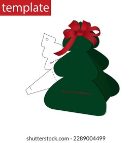 Retail paper box with die cut template. Christmas tree. 