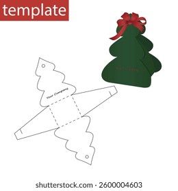 Retail paper box with die cut template. Christmas tree