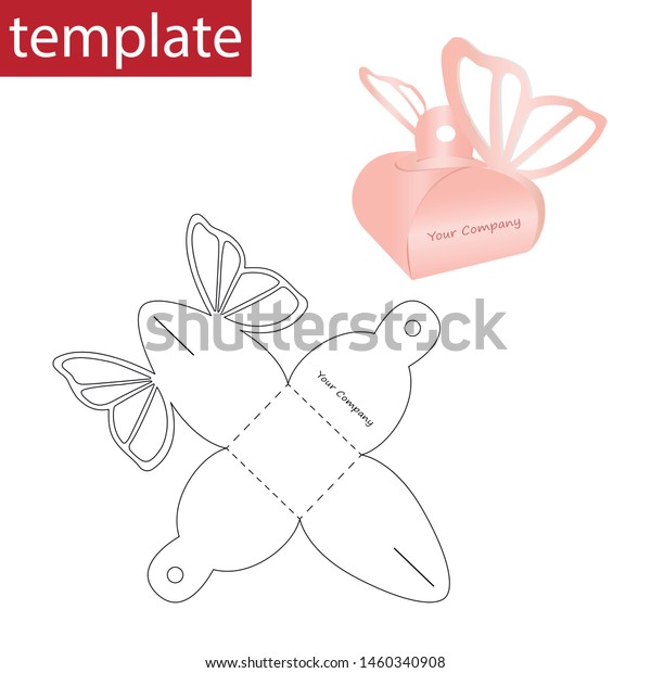 Retail paper box with die cut template. Flying butterflies