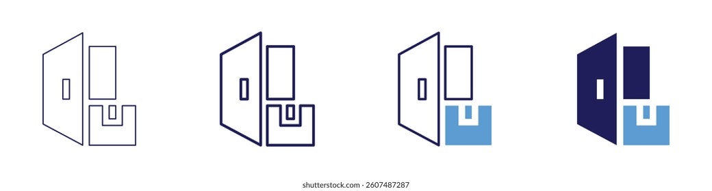 Retail pickup icon in 4 different styles. Thin Line, Line, Bold Line, Duotone. Duotone style. Editable stroke.