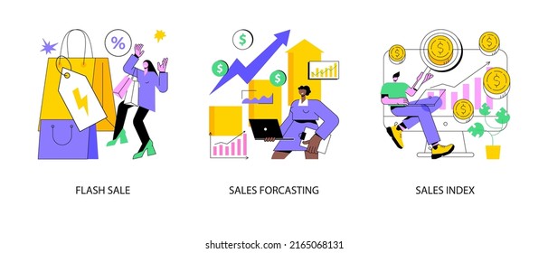 Retail Profit Plan Abstract Concept Vector Illustration Set. Flash Sale, Sales Forcasting And Index, Special Offer, E-commerce Shop Promotion, Business Statistics, Performance Abstract Metaphor.