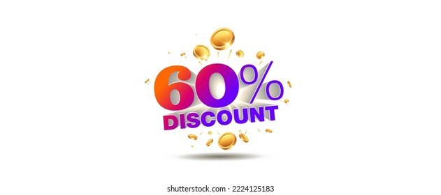 Retail Sale Discount offer logo. Saving deal and money cashback design. 3D vector illustration with money coins.