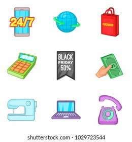 Retail sale icons set. Cartoon set of 9 retail sale vector icons for web isolated on white background