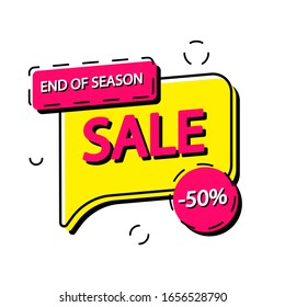 Retail Sale offer sign. End of Season promo sticker. Commerce special promotional label. Vector illustration.