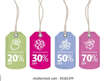 Retail sale price tags for every shopping season in vector