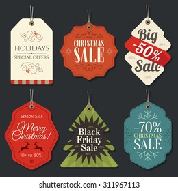 Retail Sale Tags and Clearance Tags. Festive christmas design