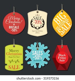 Retail Sale Tags and Clearance Tags. Festive christmas design