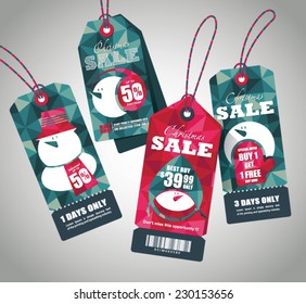 Retail Sale Tags. Festive christmas design.