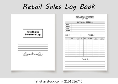 Retail sales logbook planner template design for KDP Interior. Low content KDP interior