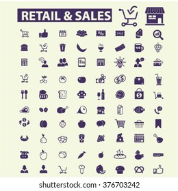 retail, sales, supermarket, shopping icons
