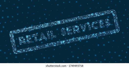 Dienstleistungsbegriff für den Einzelhandel im digitalen Stil. Leuchtendes geometrisches Endkundendienstzeichen. Erstaunliche Vektorgrafik.
