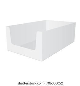 Retail Shelf Box Packaging Mockup Isolated On White Background. Vector Illustration