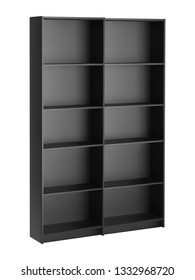 Retail Shelves - Showcase Display Elelemts for Supermarket Product Advertising or Bookshelf Isolated on White Mockup