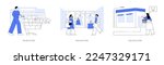 Retail shop abstract concept vector illustration set. Big box, anchor and isolated store, superstore, shopping center, department store, big retailer, fashion outlet, customer abstract metaphor.