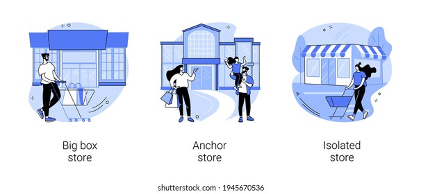 Retail shop abstract concept vector illustrations.