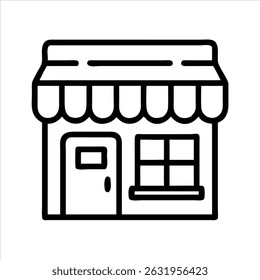 retail shop icon modern illustration art design black and white silhouette with bold outline 