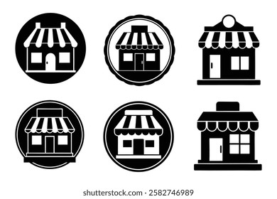 Retail Shop Icon Silhouette Template Design