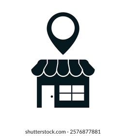 Retail shop with location icon - vector