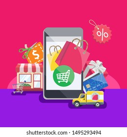 Retail shopping commerce vector graphic visual