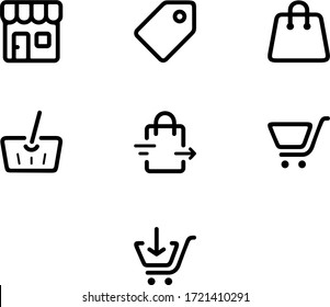 Retail and shopping vector outline user interface icons.