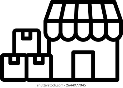 Ilustración vectorial de contorno de icono de tienda minorista