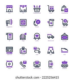 Retail Store icon pack for your website, mobile, presentation, and logo design. Retail Store icon mixed line and solid design. Vector graphics illustration and editable stroke.