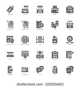 Retail Store icon pack for your website, mobile, presentation, and logo design. Retail Store icon glyph design. Vector graphics illustration and editable stroke.