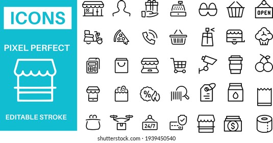 Diseño vectorial de iconos de tienda minorista 