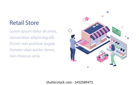 
Retail store isometric illustration design 
