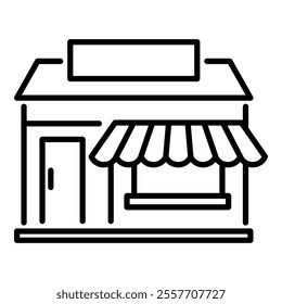 Retail store line icon with editable stroke, representing a commercial establishment designed for the sale of goods and services to consumers, commonly seen in shopping districts and malls