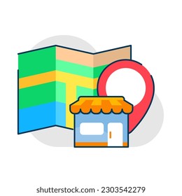 retail store location concept illustration flat design editable vector eps10. modern graphic element for landing page ui, infographic, icon