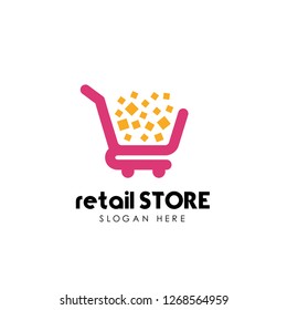 retail store logo design template. shopping cart logo icon design