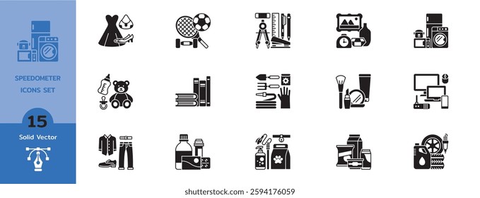 Retail store product categories, e-commerce departments, shopping flat icons. Shop vector set include icons: appliance, electronics, computer, stationery, clothes etc.