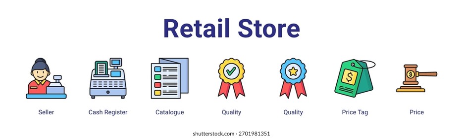 Retail Store web banner icon element for design in a collection