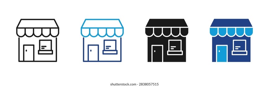 Retail Store Web icon with multiple style collection