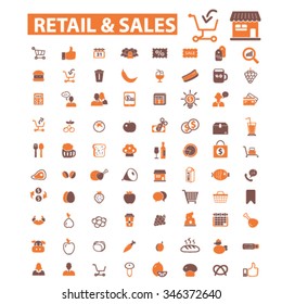 retail, supermarket, sales, shopping  icons, signs vector concept set for infographics, mobile, website, application
